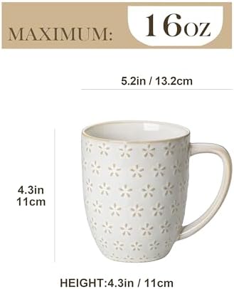 MALACASA Coffee Mugs Set of 4, 16 oz Large White Ceramic Coffee Mug
