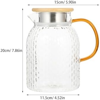 Glass Water Pitcher with Lid, Large Capacity Carafe