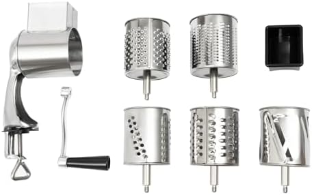 Stainless Steel Rotary Grater with 5 Drum Blades and Clamp