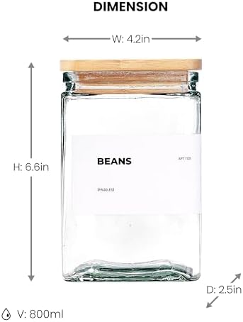 APT 1101 Glass Storage Jars with Bamboo Lid, glass canisters with