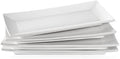 LIFVER Serving Platter, White Rectangle Plates Set of 4, 10 Inches