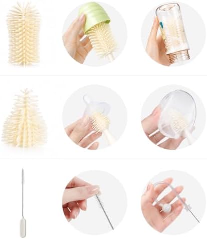 Baby Bottle Brush with Push-Press Foam Design, Silicone Bottle Brush