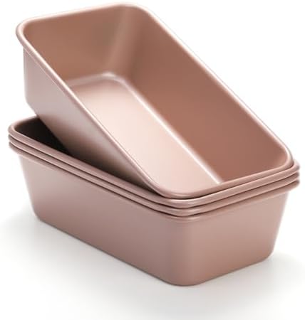 Elsjoy 4 Pack 9.5 x 5.5 Inch Non-Stick Loaf Pans for Baking Bread
