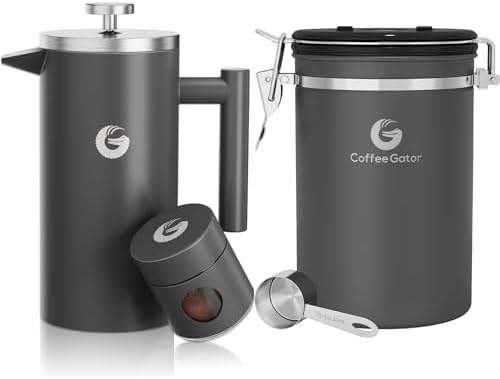 Coffee Gator 34oz French Press Coffee Maker and 22oz Coffee Canister