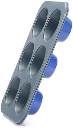 Monfish Muffin Pan 6 Jumbo Cup Carbon Steel Haze Blue non Stick