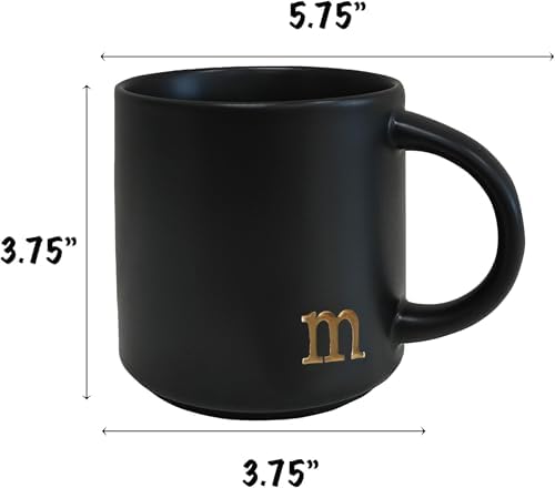 COLLECTIVE HOME Black Ceramic Coffee Mug, 15 oz Golden Monogram Tea