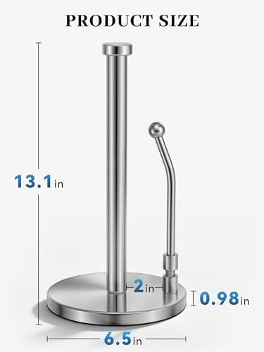 SMARTAKE Countertop Paper Towel Holder, Weighted Base, Silver