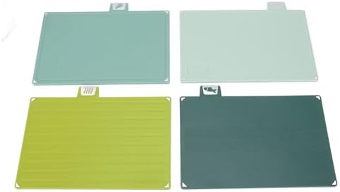 Labeled Cutting Board Set 4-Piece Plastic with Storage Rack, Color