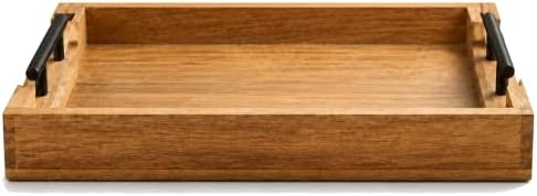 Store Indya Hand Carved Mango Wood Serving Tray with Handles