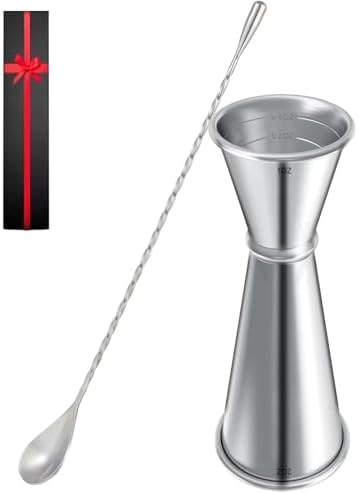 Measuring Jigger & Mixing Spoon Set, Cocktail Jigger for