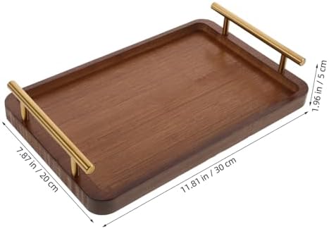 Wood Tea Tray Xmas Rectangular Serving Tray with Handle for Tea Room