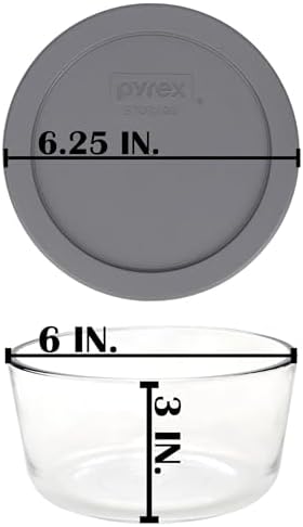 Pyrex 7201 4-Cup Glass Bowl & 7201-PC Puddle Gray Lid - Made in USA
