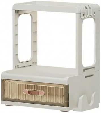 White Tabletop Spice Organizer with Hooks and Slot, Kitchen Countertop