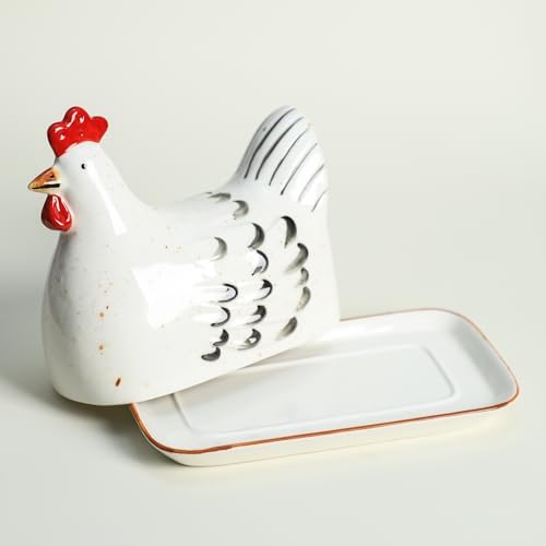 Colias Wing Retro Hen Ceramic Butter Dish with Lid Butter Keeper