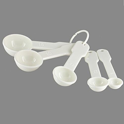 5 in 1 White Plastic 1g 2.5g 5g 10g 15g Measuring Spoons Set Kitchen