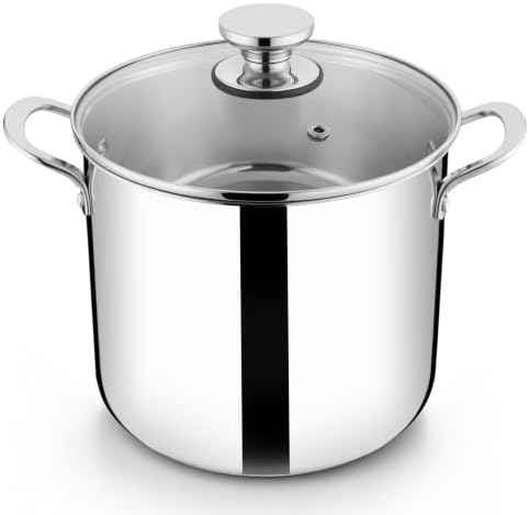 E-far 8QT Stainless Steel Stock Pot with Lid, Induction Cooking Pot