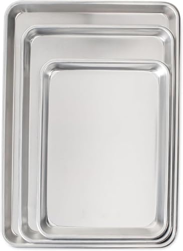 3 Piece Set - Aluminum Commercial Quality Sheet Pan for Baking or
