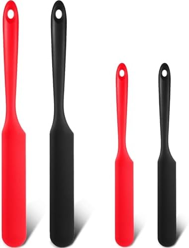 Patelai 4 Pcs Silicone Jar Spatulas 13 and 9.6 Inch Non-stick,Red