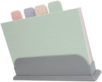 4PCS Plastic Cutting Board Set with Storage Stand, Color Coded Cutting