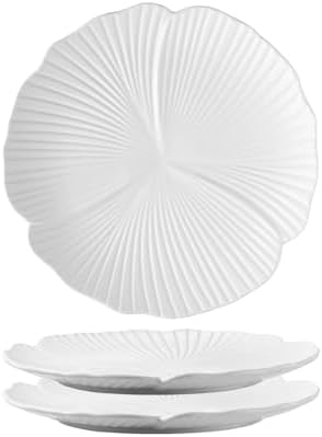 Jusalpha Set of 3-Japanese Style Porcelain Flat Dinner Plates, 10''