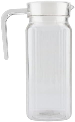 Small Glass Pitcher With Lid, Acrylic Transparent Bottle Striped Water