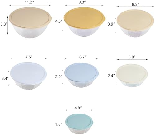 Plastic Mixing Bowls with Lids Set, Multicolor Salad Bowl Set