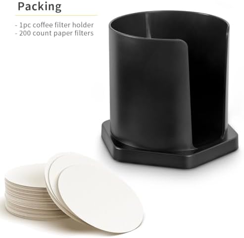 CAFEMASY Coffee Filter Holder with 200 Count Paper Filters Compatible
