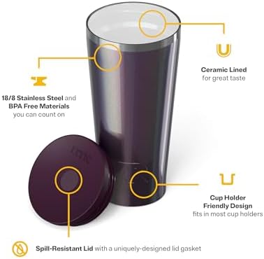 RTIC 20oz Everyday Tumbler, Insulated, Ceramic Lined, Plum Glitter