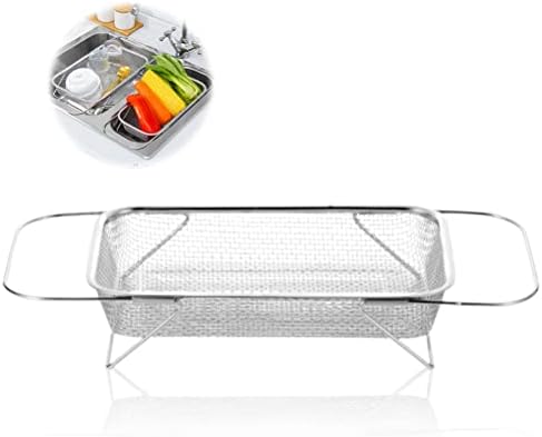 Strainer Basket, Stainless Steel Expandable Over the Sink Colander