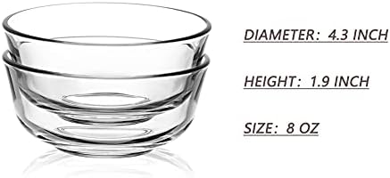 SWEEJAR 8 oz Glass Bowls Set(6 pack),Small for Kitchen,Dessert for Ice