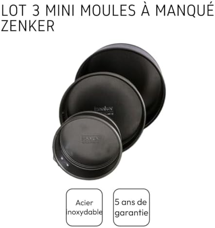 Zenker 9991950 Set of 3 Mini Mini Round Springform Cake Tin, Layer