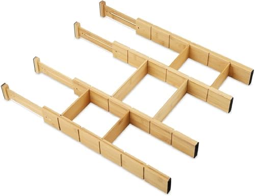 Bamboo Kitchen Drawer Dividers 4-Pack – Adjustable Expandable 17–22