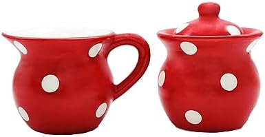 ACK Ceramic Cream and Sugar Set (Red Polka Dot)