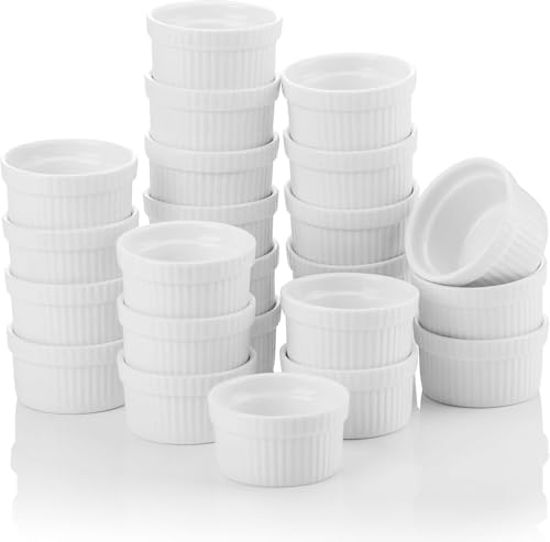 MALACASA Mini Ramekins 2 oz set of 24, Ramiken, Ceramic Creme Brulee