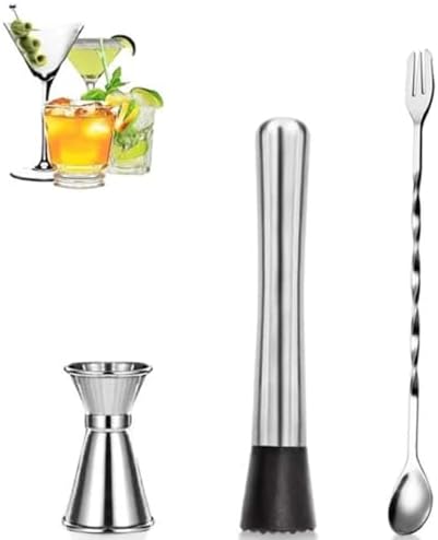 Muddler for Cocktails Set, 3 Pcs Cocktail Mixing Spoon Muddler