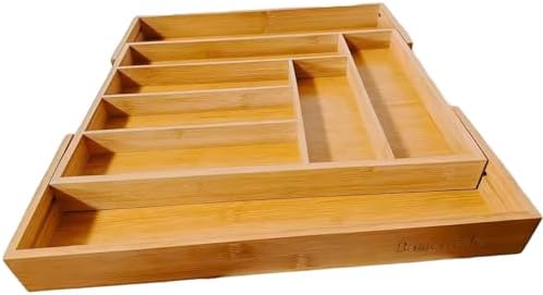 Bamboo Expandable Drawer Organizer- large Silverware Organizer