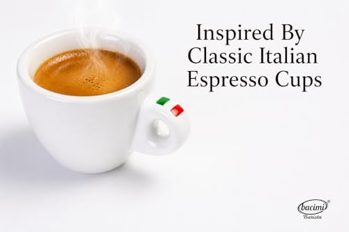 Bacimi® Espresso Cups & Saucers Set of 4 – 3 oz Thick Porcelain Coffee