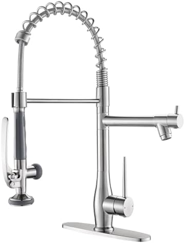 GIMILI Commercial Pull-Down Kitchen Sink Faucet, Brushed Nickel