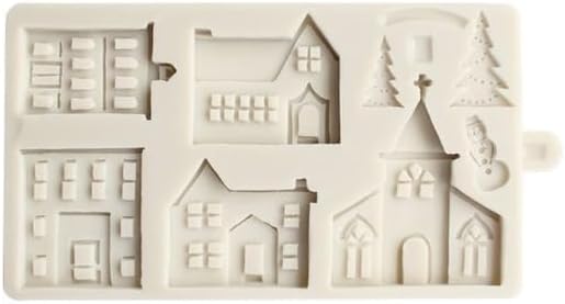 3D Xmas Christmas Tree House Silicone Mold For Fondant Cake Decor