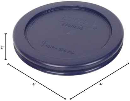 Pyrex 7202 1-Cup Glass Bowl with Dark Blue Lid, 4 Pack