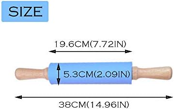 Rolling Pin Silicone Roller Solid Wood Handle for Baking Pizza Pie
