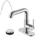 KENES 1 Hole Pull Out Bathroom Faucet, Brushed Nickel