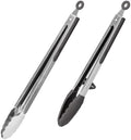 Kitchen Mama DuoEssentials Cooking Tongs Set, Metal Gray