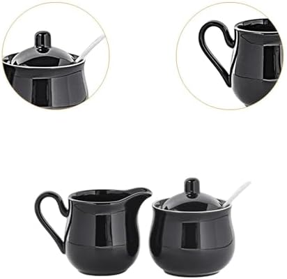 Ceramic Sugar and Creamer Set Sugar Bowl with Lid and Spoon Premium