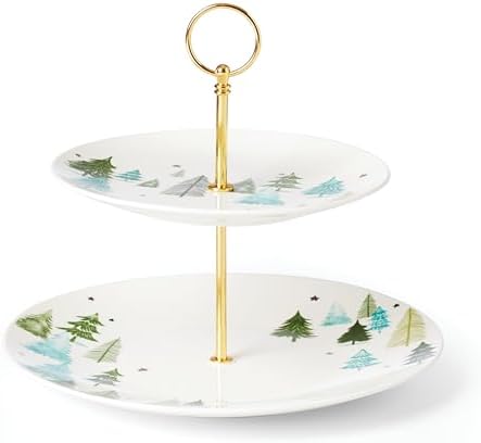 Lenox Balsam Lane Porcelain 2-Tier Christmas Serving Tray