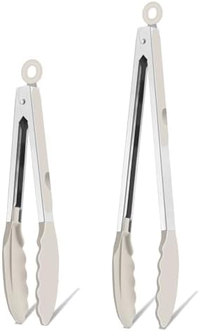 TeamFar Kitchen Tongs, 9" and 12", Stainless Steel