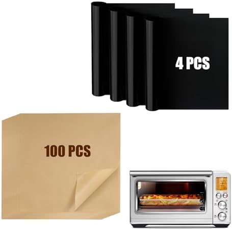 4 Pcs Air Fryer Liners and 100 Pcs Parchment Paper for Breville
