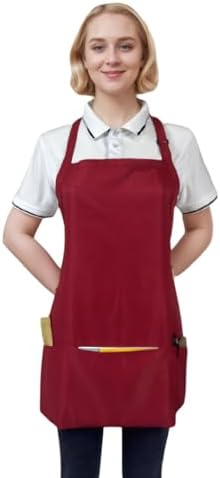 Adjustable Short Aprons for Women with 3 Pockets, Waterproof Kitchen