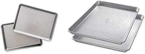 USA Pan Nonstick Quarter Sheet Pan Set of 2 and USA Pan Bakeware Half