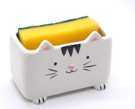 Ceramic Cat Sponge Holder for Kitchen Sink